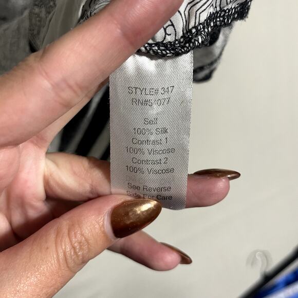 CAbi Women's Paisley Striped Layered Blouse Top Black White - Size S - Picture 5 of 8